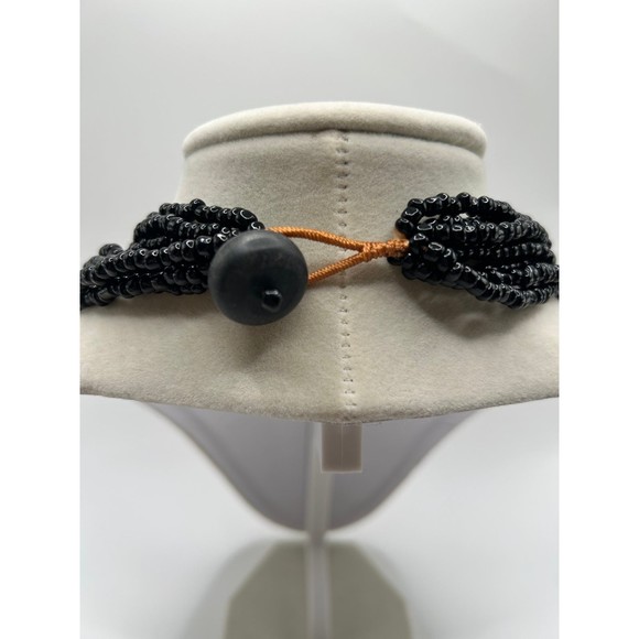 Multi strand Black Glass Beaded Necklace - Picture 3 of 3